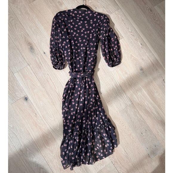 $290 GANNI Tilden Mesh Eclipse Floral Print Midi Length Dress - 38 (US 6) - Picture 7 of 9